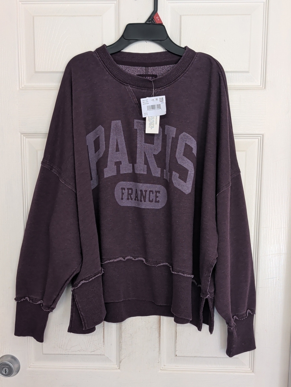 AE L Jet Indigo PARIS Big Hug Graphic Oversized Cozy Crew Pullover Sweatshirt